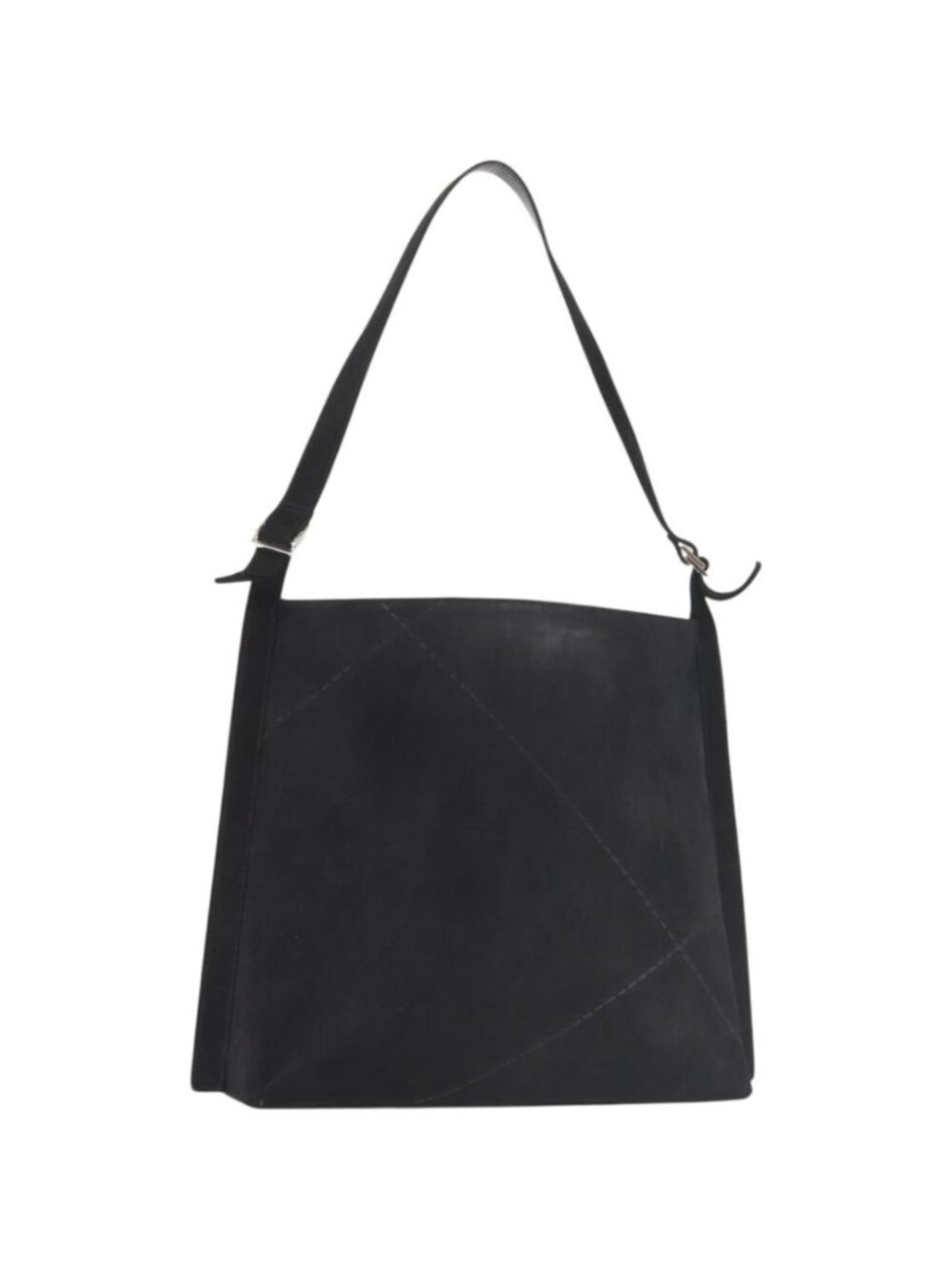 Salvatore Ferragamo Shoulder Bag Suede Gray Silver
